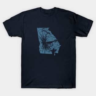 Georgia Distressed Fly Fishing State Map T-Shirt